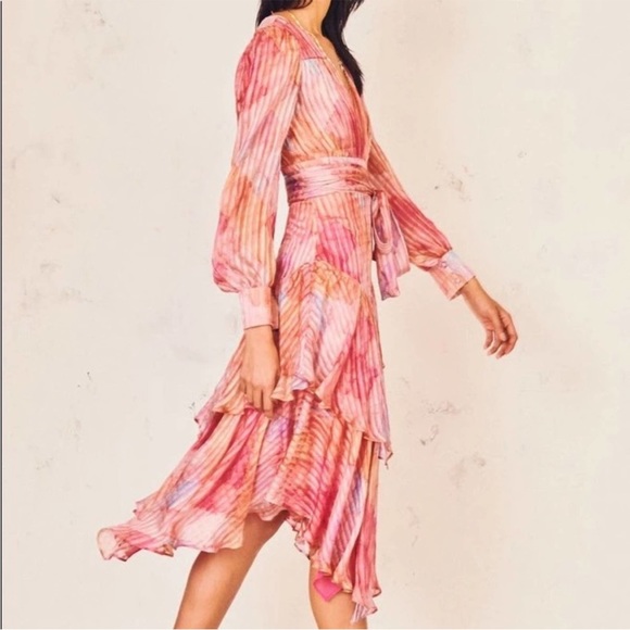 LoveShackFancy Meridian Dress NWT rainbow cloud size 4 small 100% silk - Picture 6 of 8